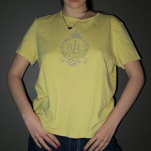Y2K Butter Yellow Ralph Lauren Bedazzled Tee